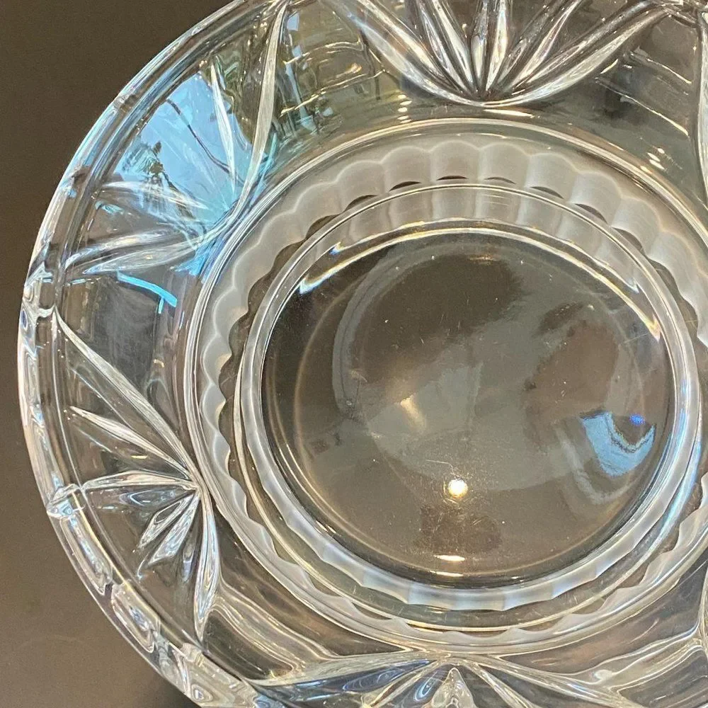 Vintage Stunning Crystal Footed with Geometric Design Candy Dish, 8